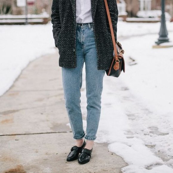 American Apparel 100% Cotton Rigid Denim Jeans Mom Straight Tapered High Rise 30 - Picture 1 of 9